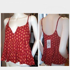 Anthropologie / Patrons of Peace new with tag boho red printed top